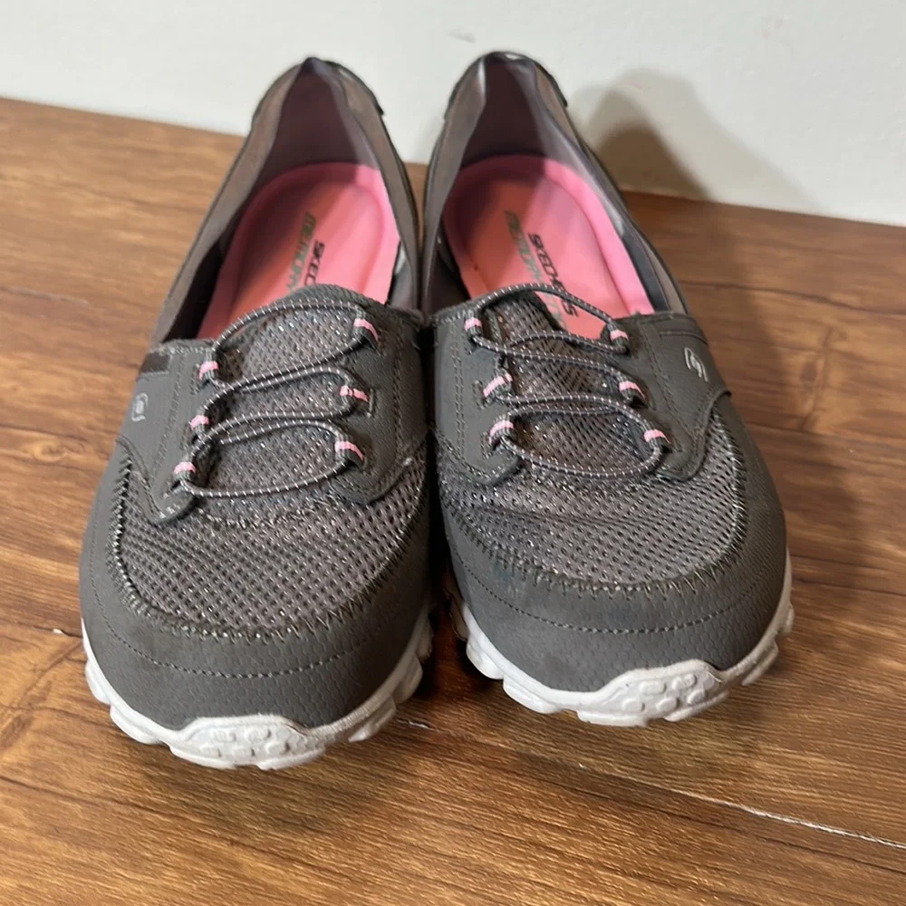 Skechers Gray Pink Sparkles Lightweight Memory Foam Slip On Shoes Women's 11 - Picture 7 of 12